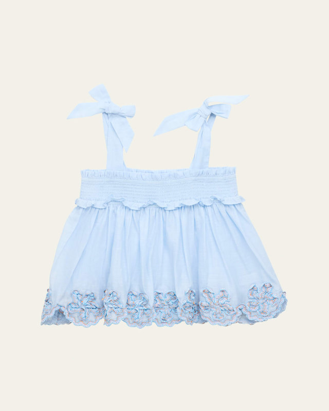 Girl's Cascadian Ruffle Smocked Top, Size 2-12